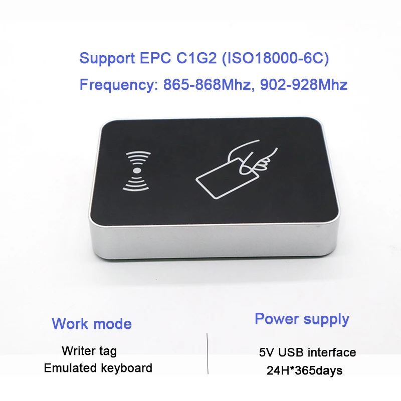 Бесплатное программное обеспечение SDK RFID UHF 860-960 МГц Настольный писатель/считыватель тегов USB ридер моделирование клавиатуры выход для ISO18000-6C EPC Gen2