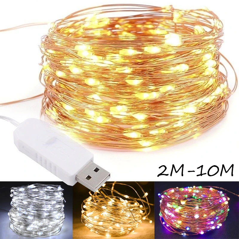 LED Fairy String Lights USB Copper Wire Starry String Light Strip Lamp Holiday Lighting Home Wedding Party Christmas Light Decor