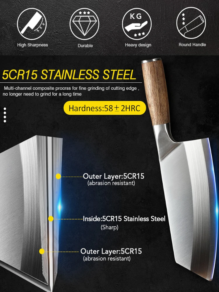 Японский нож шеф-повара из дамасской стали для кухни Мясницкий измельчитель