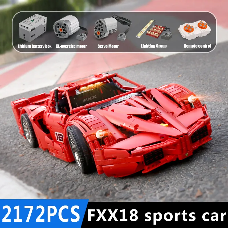 Новый RC автомобиль MOC 5889 красный гоночный спортивный комплект модель для детей