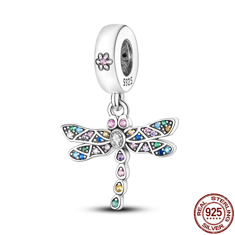 

2021 New Plata Ornaments Ley 925 Sterling Silver Little dragonfly Beaded Original Suitable for Pandora Bracelet Ladies DIY Jewel