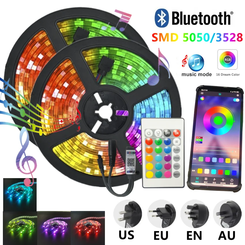 Светодиодная водонепроницаемая лента RGB 5050 SMD с поддержкой Bluetooth 20 м 5 10 | Освещение