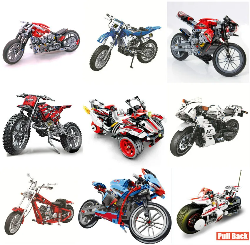 Новый городской мотоцикл серии гоночный автомобиль Fit Technic строительные блоки