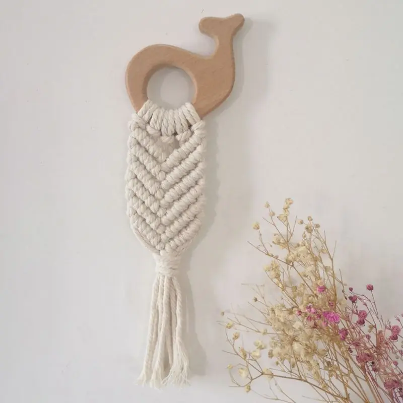 Детский Прорезыватель для зубов вязаное крючком деревянное кольцо