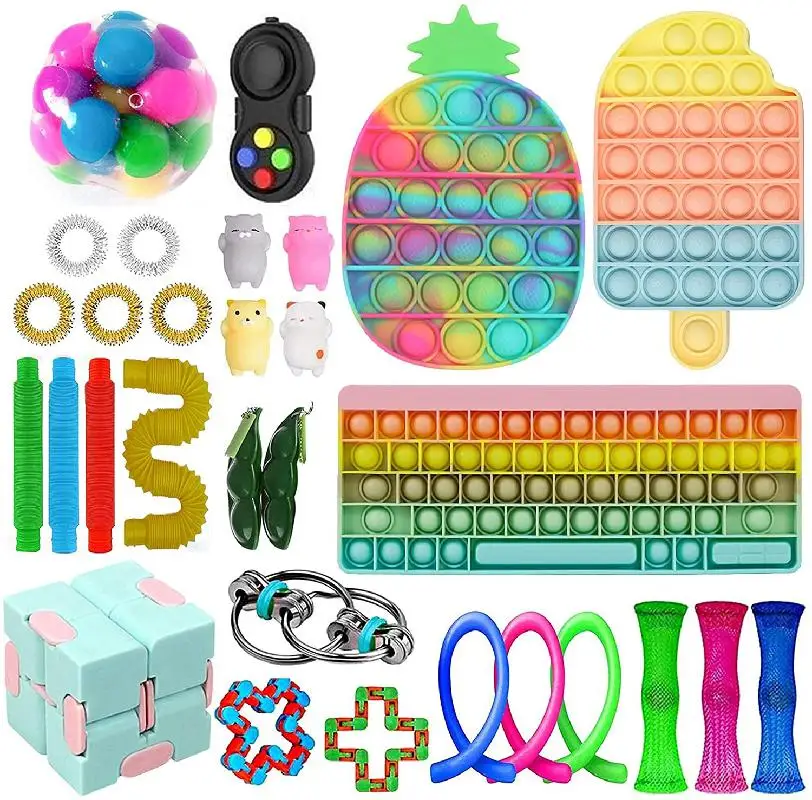spesifikasi 2021 Set Mainan Fidget Paket Fidget Murah Sensorik Meredakan Kecemasan Stres Untuk Anak Sederhana Lesung Pipi Mainan Fidget Mainan Anti-stres Anak-anak
