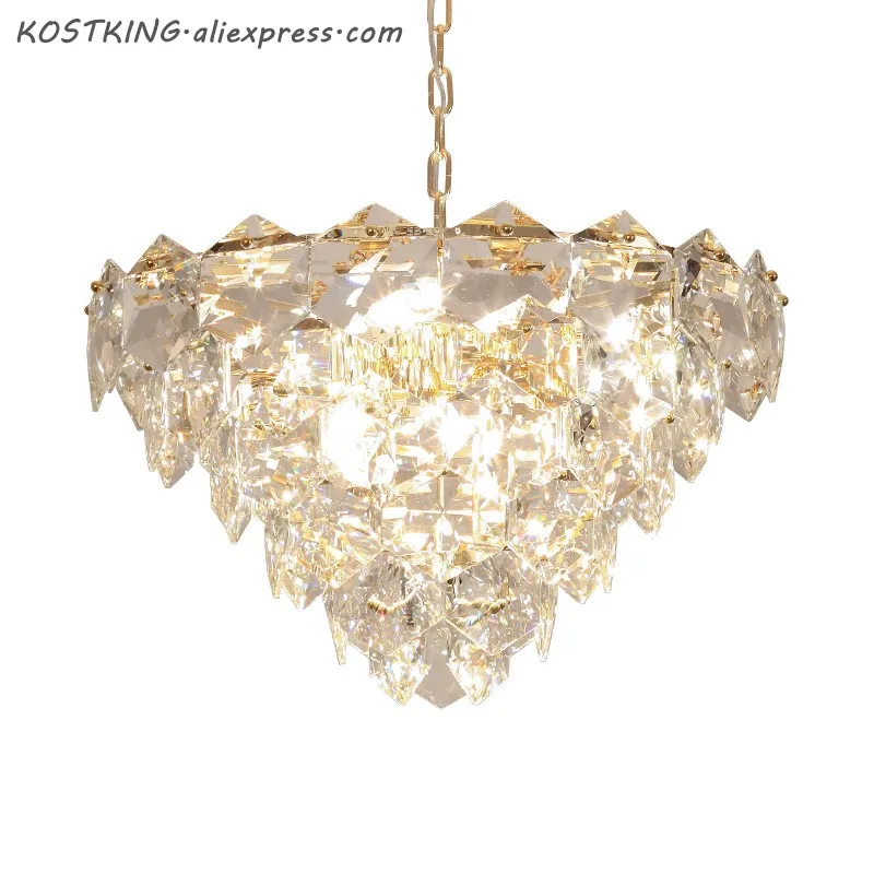 

Modern Crystal Led Chandelier Lighting Gold Metal Living Room Led Pendant Chandeliers Lights Dining Room Hanging Lamp Fixtures