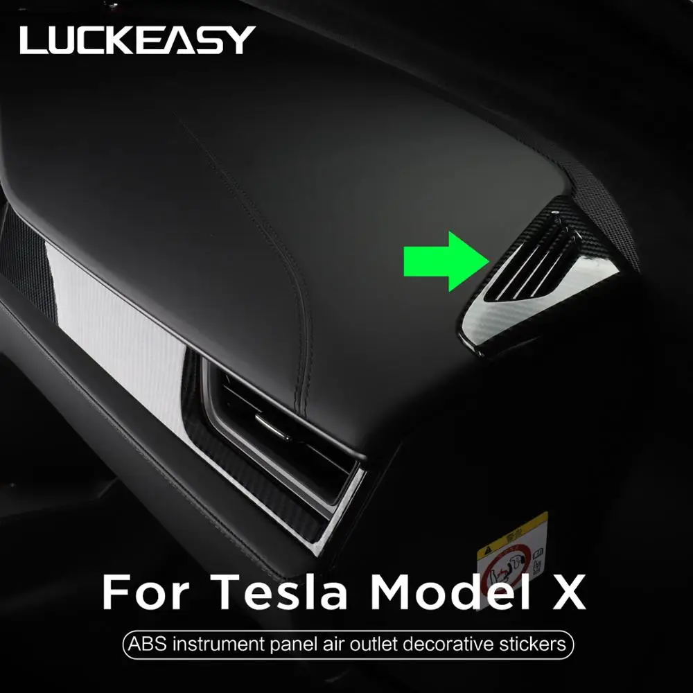 LUCKEASY приборной панели воздуха на выходе декоративные наклейки Патчи для Tesla модель X- имитация углеродного волокна 2 шт./компл