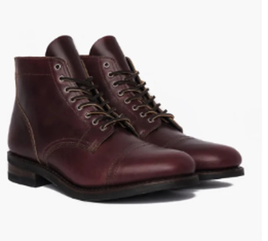 Ботильоны мужские на низком каблуке винтажная обувь из искусственной кожи для