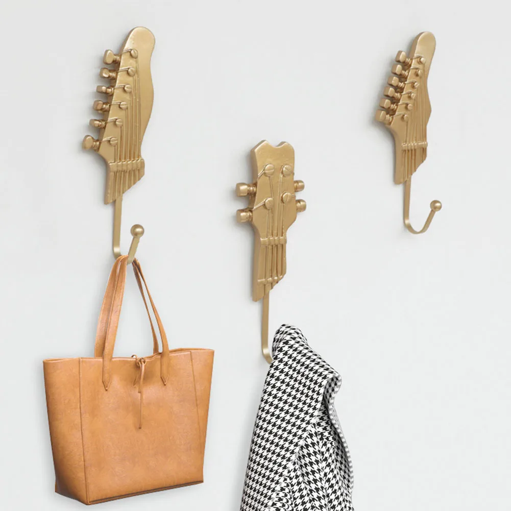 

3pcs/Set Retro Guitar Heads Hooks Music Home Clothes Coats Jacket Hat Scarf Hanger Wall Mounted Key Holder Hook