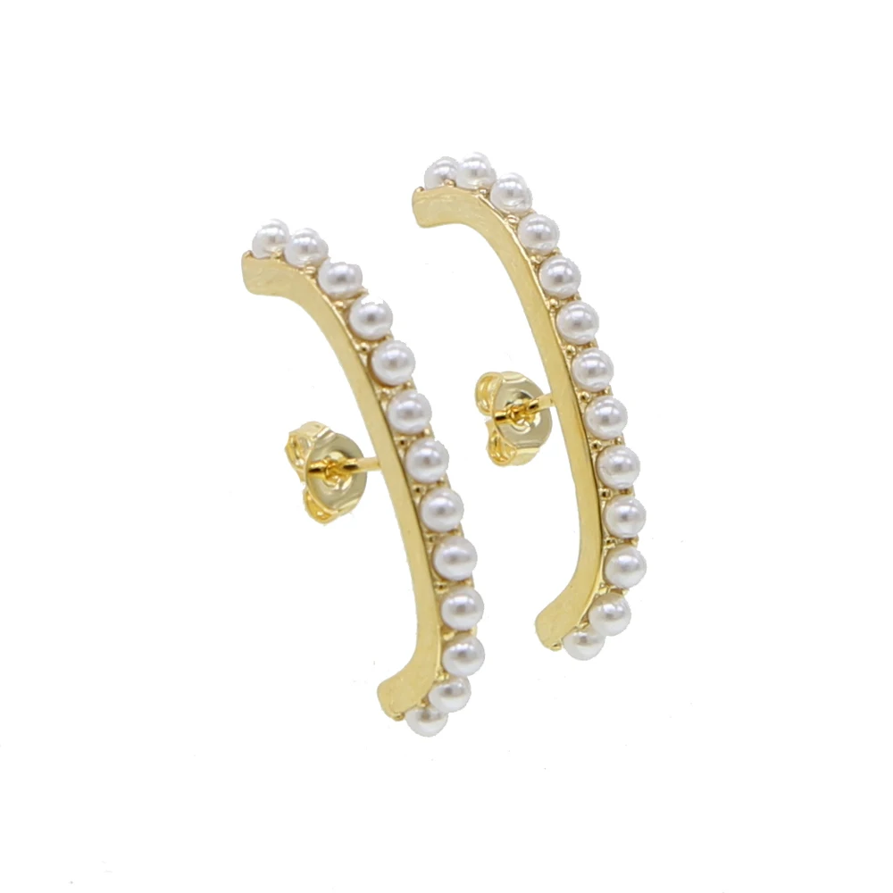 Серьги гвоздики золотого и серебряного цвета с пресноводным морским жемчугом