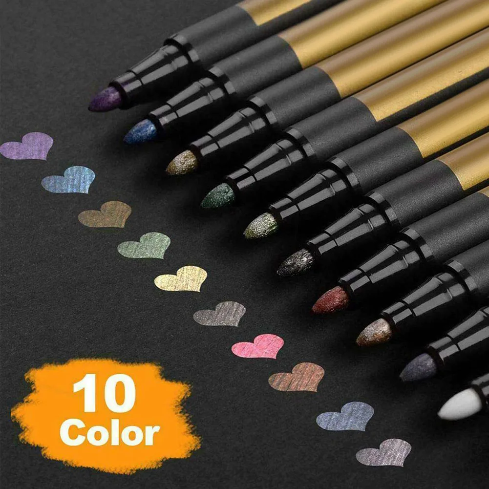 10 Colors/set Marker Paint Pens Water-based Waterproof Non-fading Markers for Wood Metal Black Cards Rock Writing Painting UY8 | Канцтовары