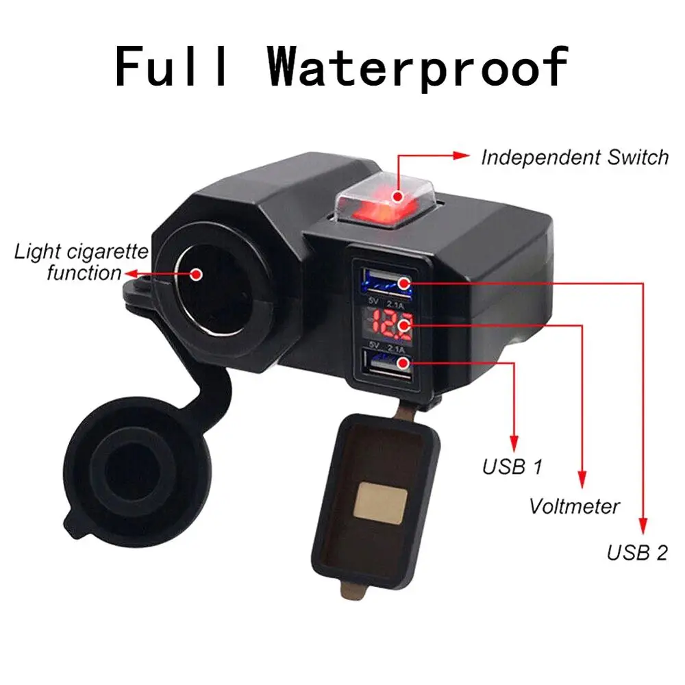Прикуриватель с двумя usb портами зарядное устройство на руль мотоцикла