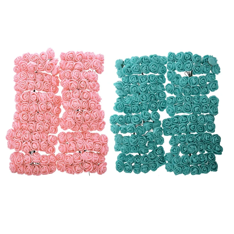 Промо акция! 288 шт 2 см ПЭ Роза пена мини цветок букет сплошной цвет свадебные