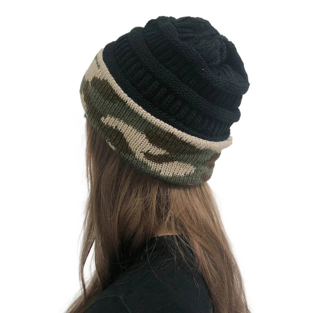 Зимняя женская модная теплая камуфляжная вязанная шапка повседневная хорошая