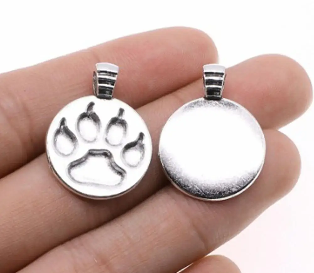 

10pcs/lot--21x28mm,dog paw cham, Antique silver plated bear paw charms,DIY supplies, Jewelry accessories