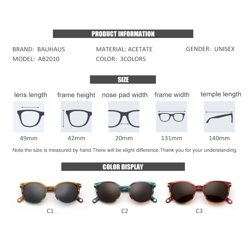 AB2010 ацетатные Солнцезащитные очки женские мужские оправы acetate Ретро фирменный