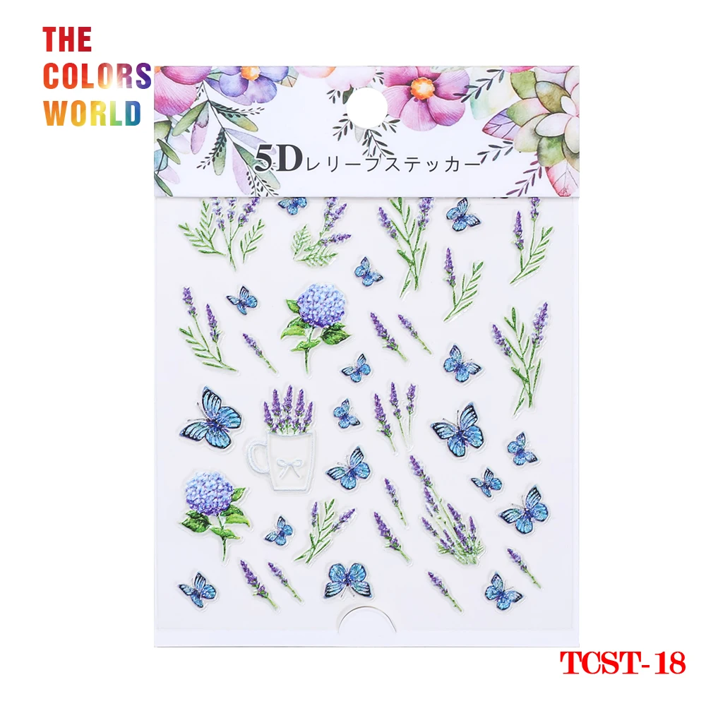 

TCST-010 5D Acrylic Engraved Flower Nail Sticker Embossed Bump Leaves Nail Water Decals DIY Slider Design Nail Art Decoration