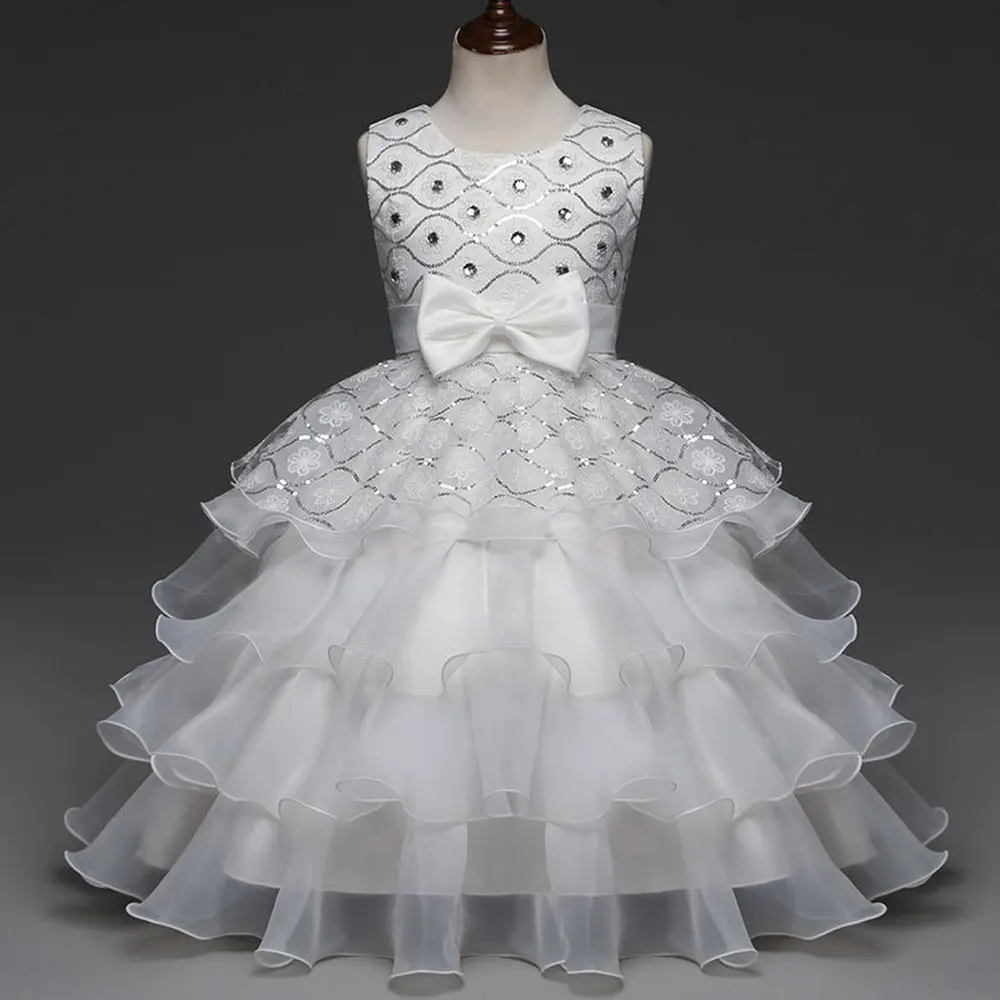 Красивое платье стразы с блестками для маленькой девочки свадебное детское