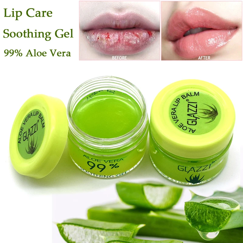 

Aloe Vera 99% Lip Care Dryness Soothing Gel Hydrating Moisturizing Lip Balm Lip Mask Cream Makeup Lip Base Primer