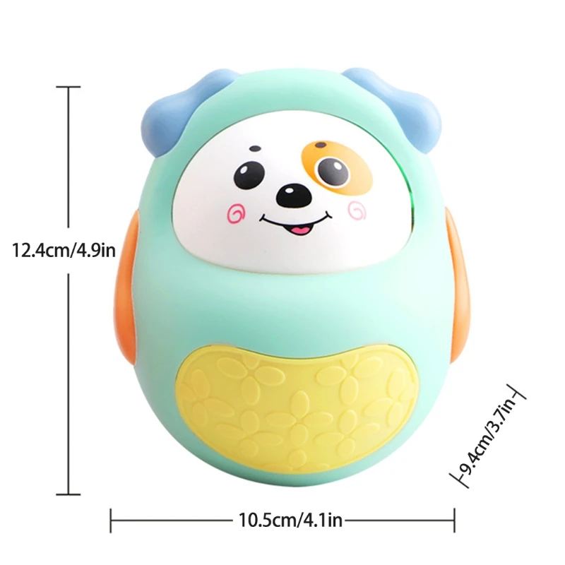 

Red/Green Active Face Puppy Cartoon Tumbler Toy, Bell Rattle Education Tumbler Doll for 0-3/6-12 Months Infant Soothing