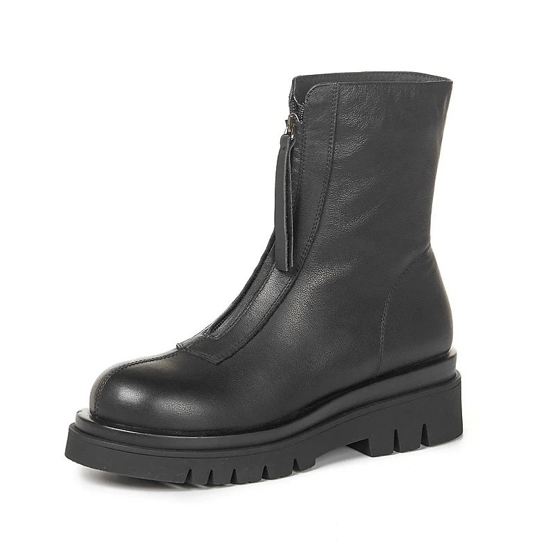 

New Fashion Chelsea Cavalier Boots Personality Front Zipper Women's Boots New British Style Women's Platform Short Boots Tide