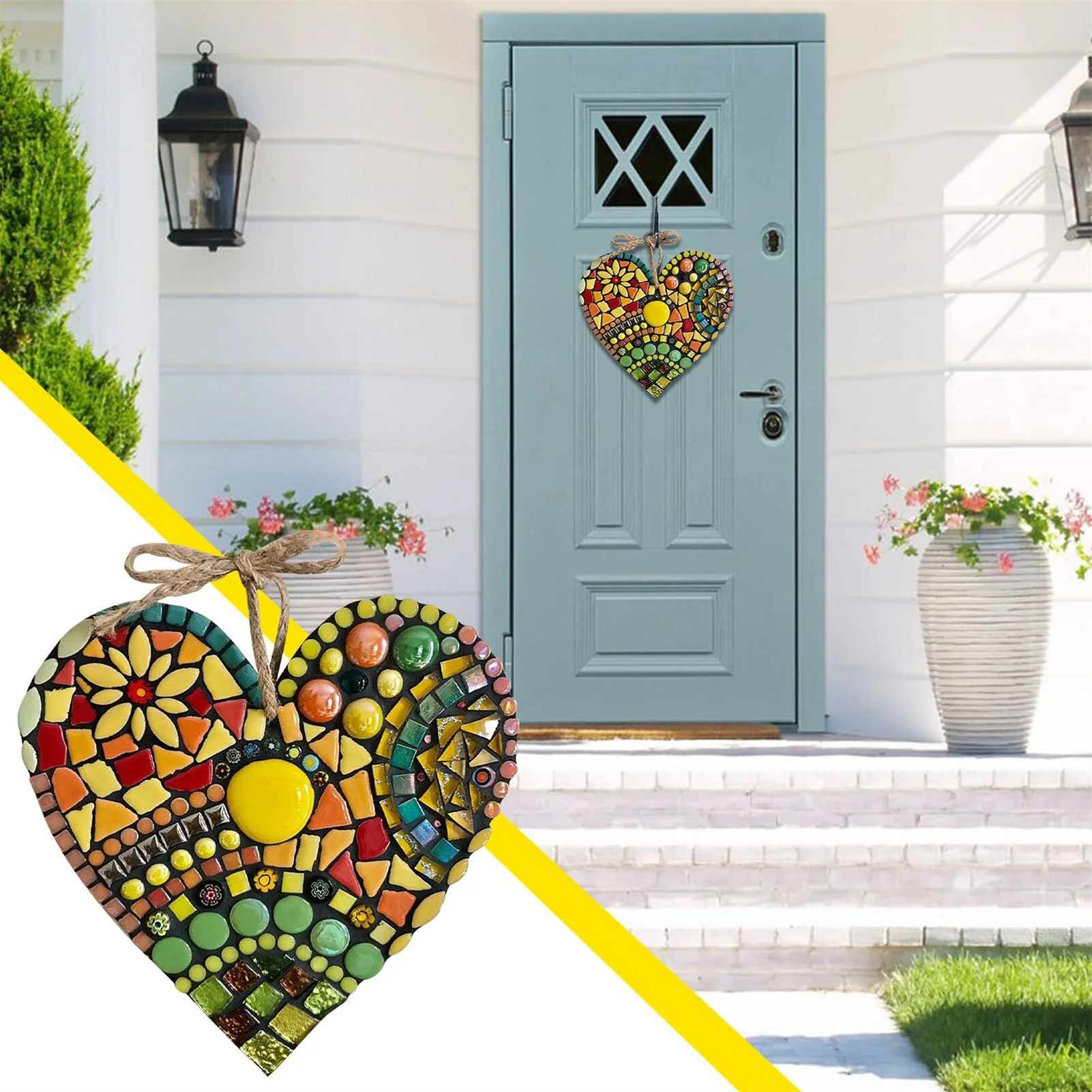 

Красочные мозаичные подвесные украшения в виде сердца, романтичные Ретро полимерные поделки для дома, сада, двора, украшение MAZI888
