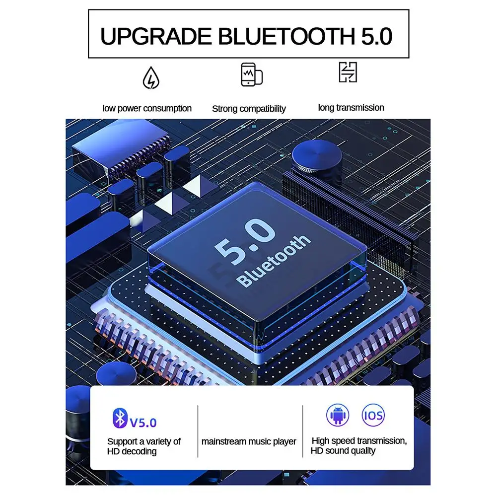 Новые беспроводные Bluetooth наушники 9D стерео Музыкальная гарнитура для домашнего