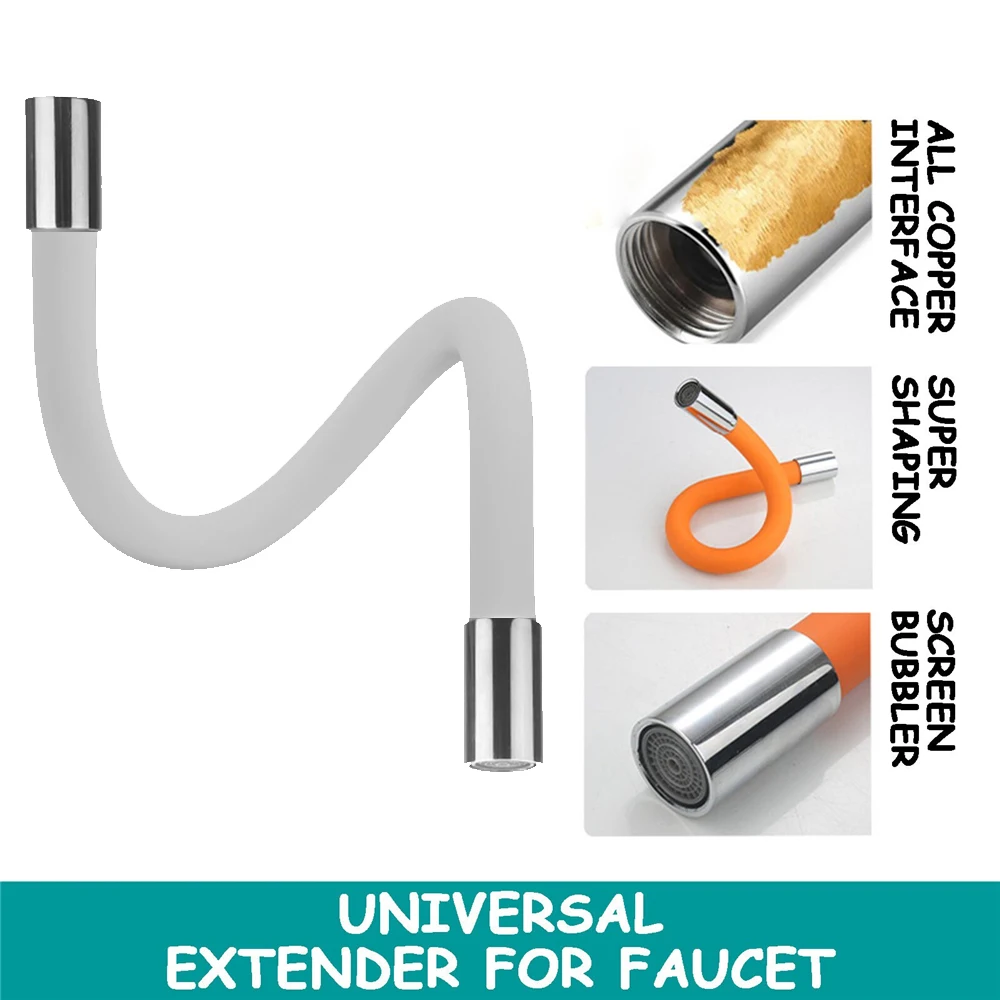 

360° Free Bending Universal Extension For Outer Joint Wash Basin Splash Head Filter Wash Kitchen Faucet Extension Pipe Extender