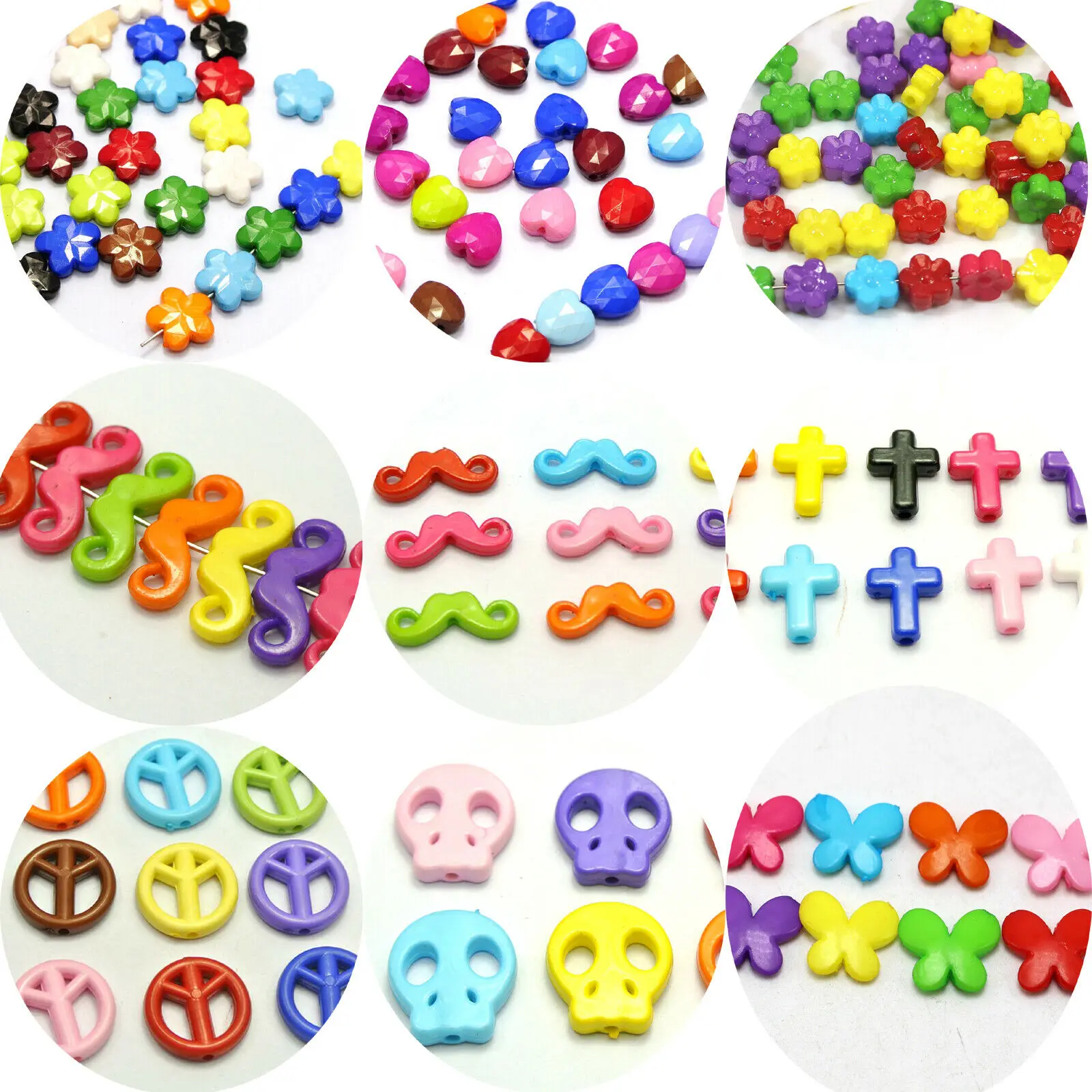 

Craft DIY Mixed Bright Color Various Shape Flower Heart Charm Beads Jewelry make