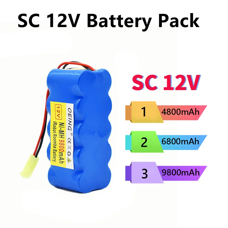 

12V SC 9800mAh/6800mAh/4800mAh for Rowenta 12V battery pack RH5488 RH846301 RH846901 RS-Rh5205 vacuum cleaner Sweeper Robotics