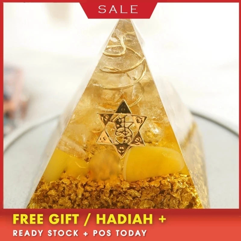 

Orgonite Pyramid 5cm symbolizes the lucky citrine pyramid energy converter to gather wealth and prosperity resin decor Gift