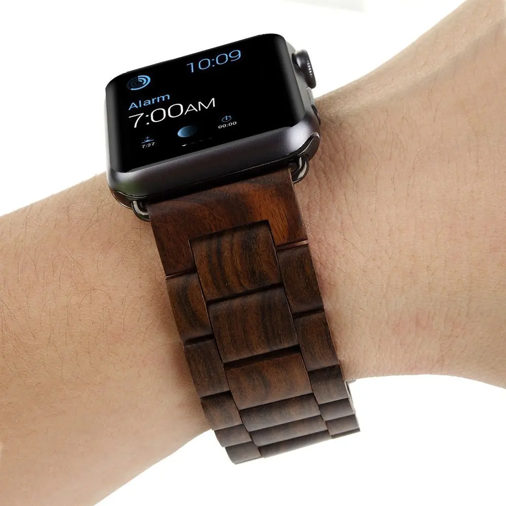 Деревянный браслет для apple watch5 4 band 44 мм 40 мм Высокое качество цельная древесина часы ремень для iwatch 3 2 1 38 мм 42 мм петли аксессуары