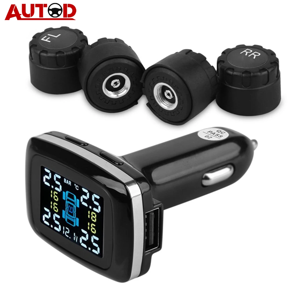 Умный автомобиль TPMS TP620 12 В цифровая система контроля давления в шинах сигнализация давления в шинах внешний/внутренний датчик