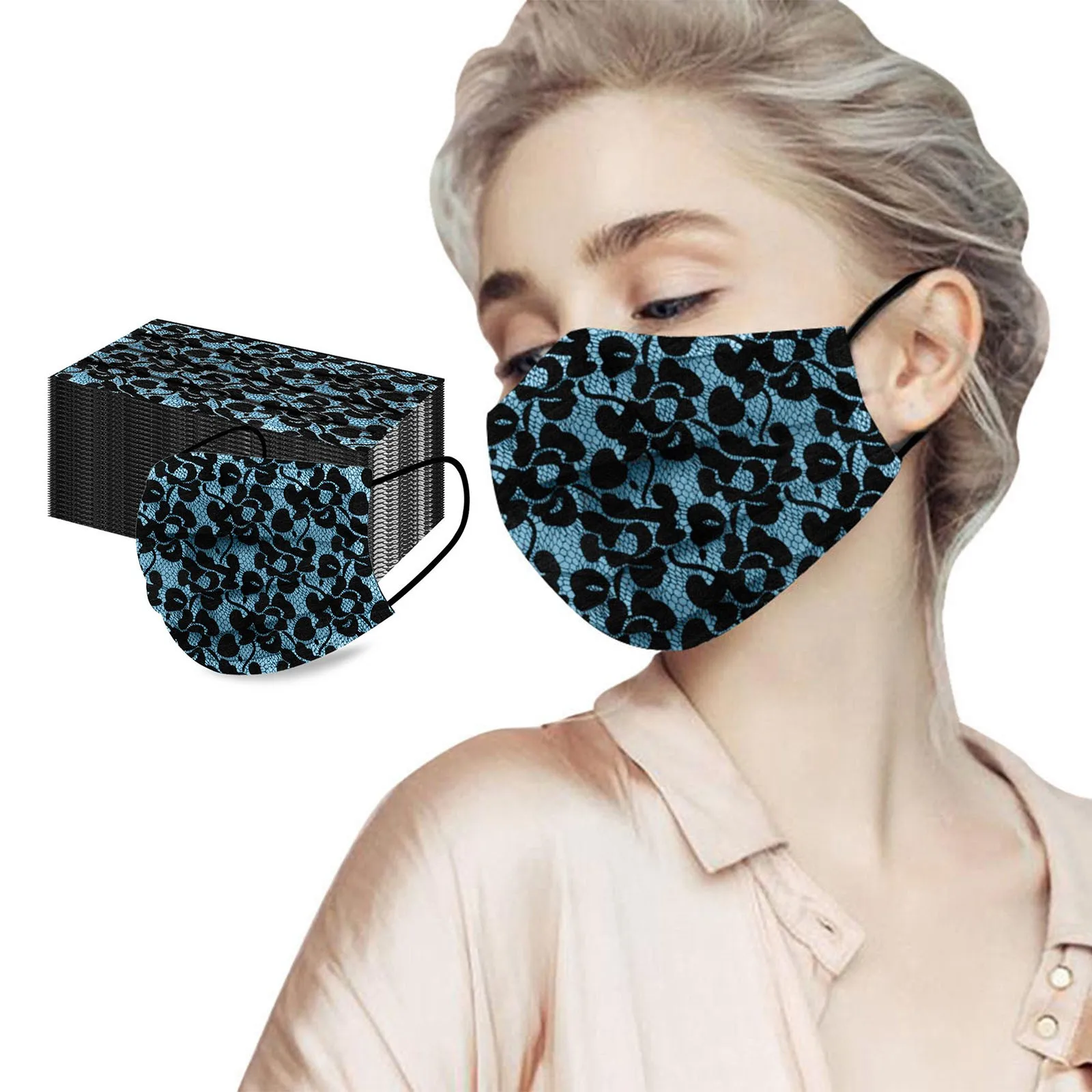 

50pcs Disposable Unisex Solid Lace Masks Mouth Face Windproof Face Product Masks Comfortable Face Shield Mascarillas