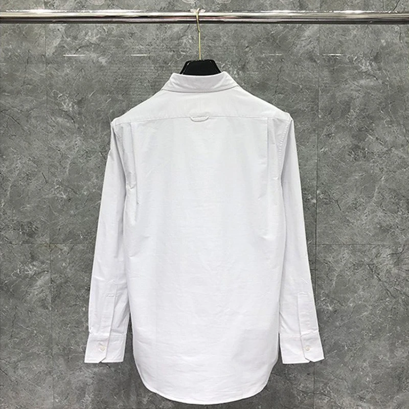 TB THOM Shirt Spring Autunm Fashion Brand Men's Shirt Fish Tail On Pocket Casual Cotton Oxford Slim Custom Wholesale TB Shirt
