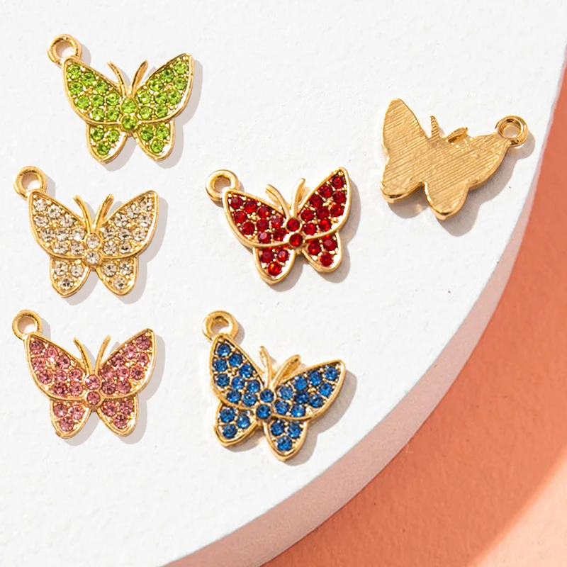 

10 шт. Роскошные милые металлические стразы бабочки Подвески Серьги брелок ожерелье браслет DIY Подвески Ювелирные изделия Аксессуары подаро...