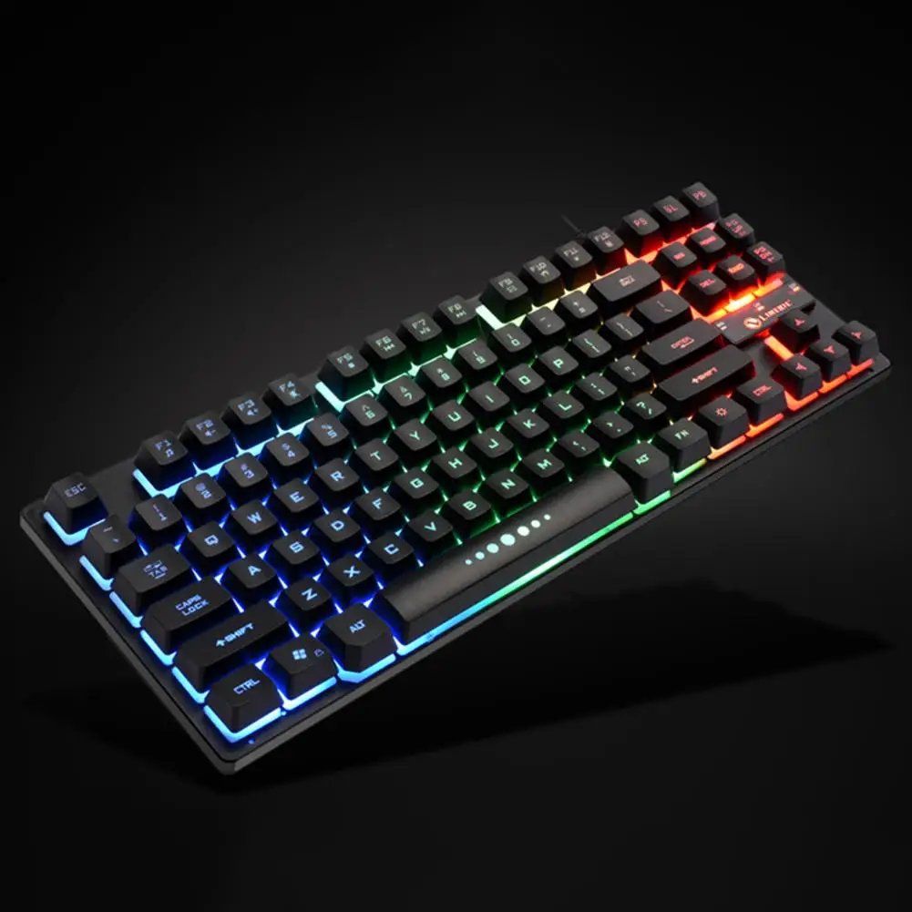

K87 USB Wired Mechanical Feel Keyboard Gaming PC Keyboard with RGB 3 Color Backlight 87 Keycaps Keyboards