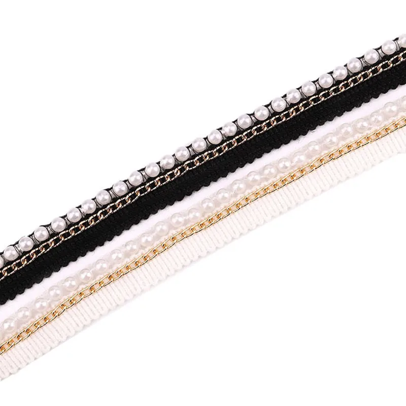Fashion Embroidery Pearl Chain Lace Fabric Ribbon Trim DIY Clothes Bag Curtain Sewing Garment Accessories |