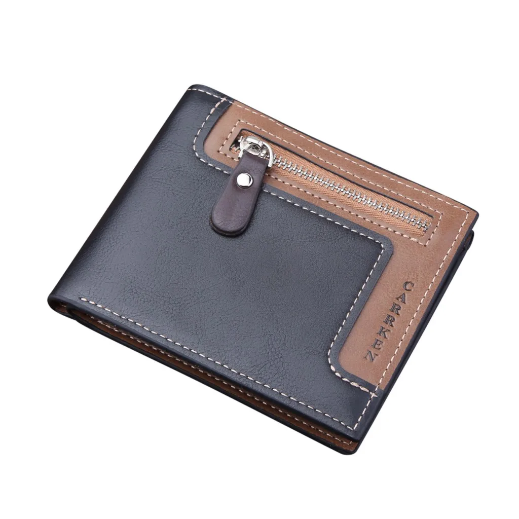 Мужской кошелек на каждый день простой короткий молнии мульти-карта Ретро стиль
