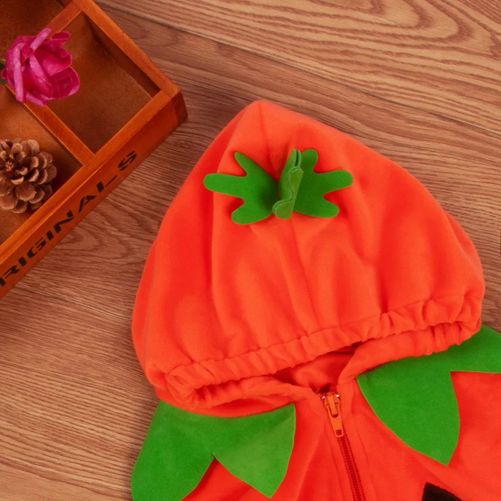 Детская одежда на Хэллоуин комбинезон молнии с капюшоном для новорожденных