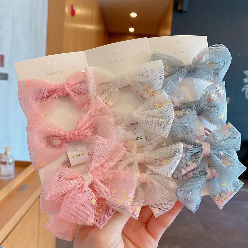 

4 шт./компл. для маленьких девочек заколки для волос кружево принцесса бант для волос для девочек; Резинка для волос, обтянутая тканью; Для де...