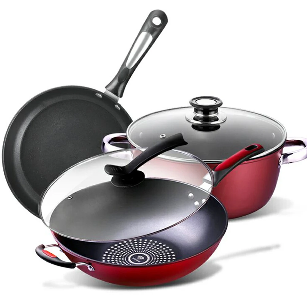 

Cookware Set Soup Pot Frying Pan Milk Pot Stew Pot Saucepan Induction Cooker Cooking Pot Set Non-Stick Pan Hotpot Casserole Wok