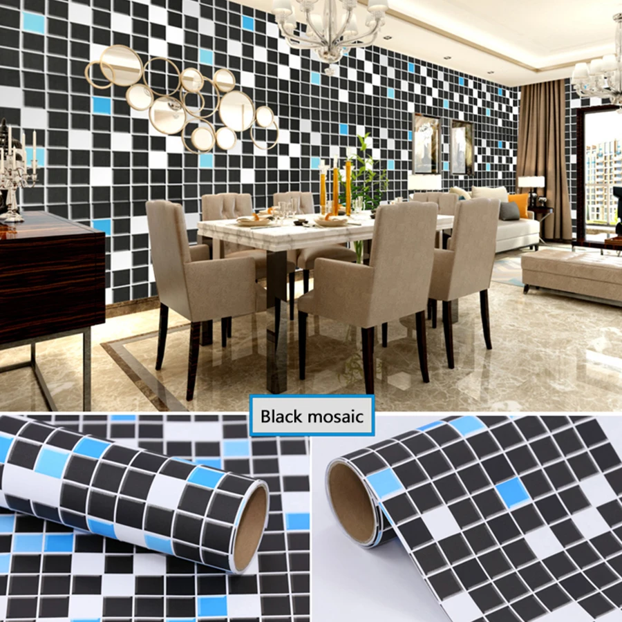 Yunpoint Kitchen Oil-Proof Diy Decorative Film Waterproof Self-Adhesive Wallpaper Bathroom Toilet Thick Mosaic Tile Wall Sticker |