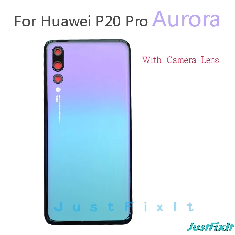 Aurora With Lens Для huawei P20 Pro Задняя стеклянная крышка батареи задняя дверь Корпус чехол панель для huawei P20 Pro Задняя стеклянная крышка с объективом камеры - Цвет: Aurora With Lens