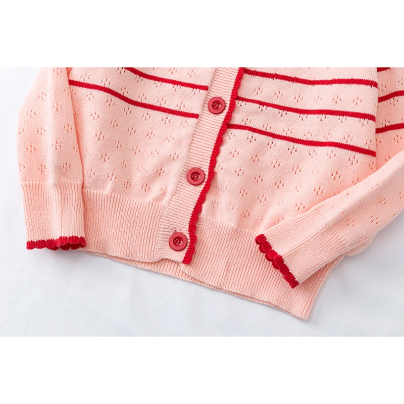

Baby Boys Girls Hollow Out Stripe Cardigan Coat Children Clothing Boys Girls Long Sleeve Knitted Kids Cardigan Coat