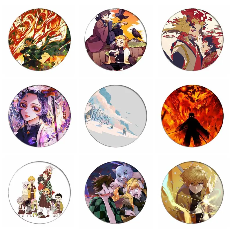 

Kimetsu No Yaiba Demon Slayer Cosplay Kochou Shinobu Backpack Badges Button Brooch Pins Kamado Nezuko Collection Breastpin