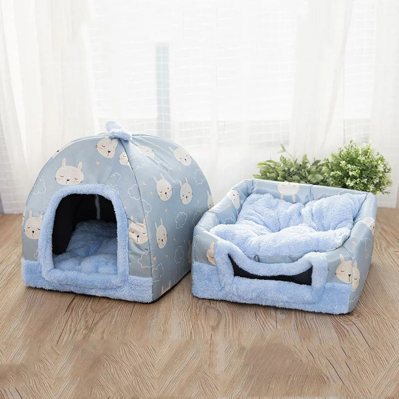 Blue rabbit yurt Съемный домик для кошек, питомник, гнездо для питомцев, подстилка в форме юрты, собачий питомник, диванная подушка, товары для домашних животных, кошек для маленьких собак - Цвет: Blue rabbit yurt