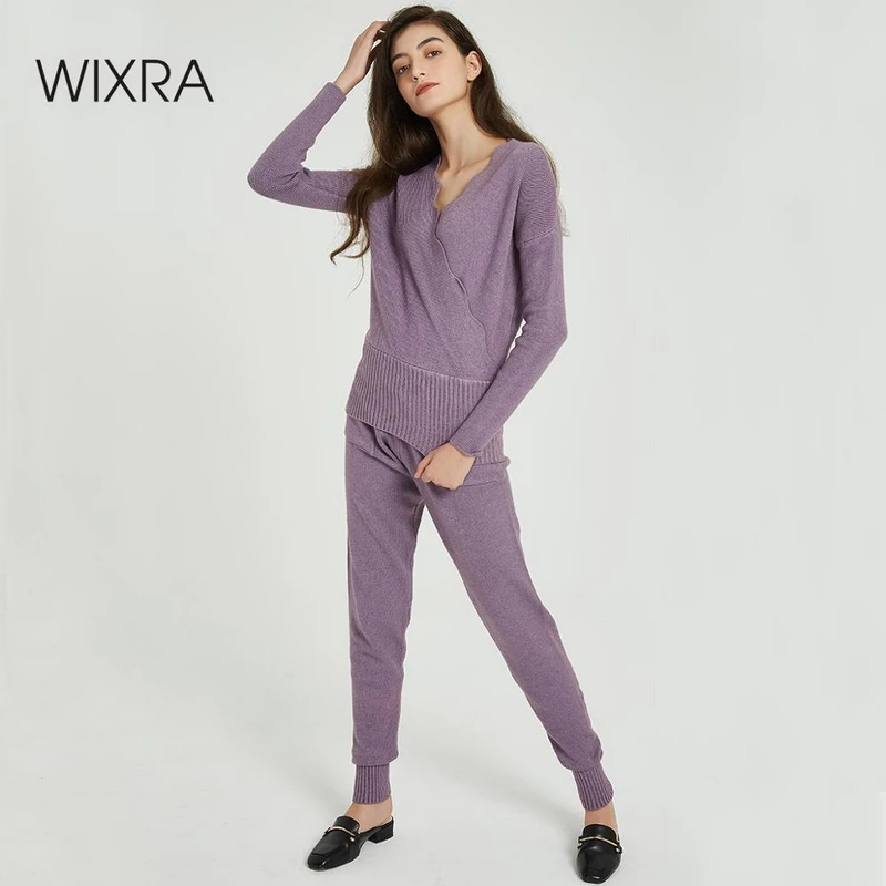 Женский свитер Wixra комплект из 2 предметов с v образным вырезом повседневный
