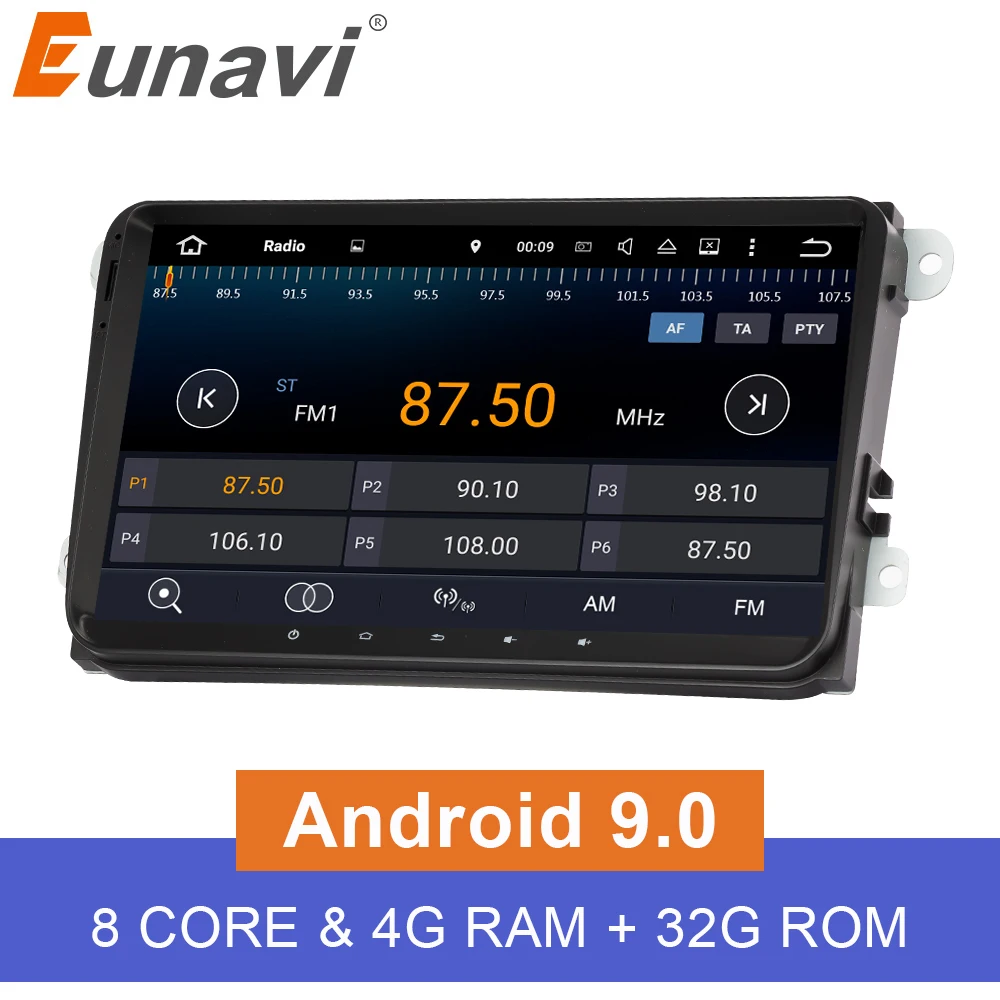 Eunavi 2 din 9 'ɺndroid 0 4G ram автомобильное радио стерео gps Navi для VW Passat B6 CC Polo GOLF 5 6 Touran