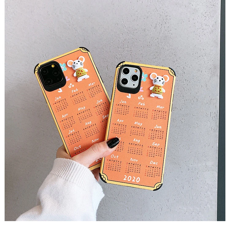 GlamPhone чехол год крысы календарь чехол для телефона для iPhone11Pro/Max X XS Max XR мягкий чехол для iPhone11 7 8 6 6s Plus чехол
